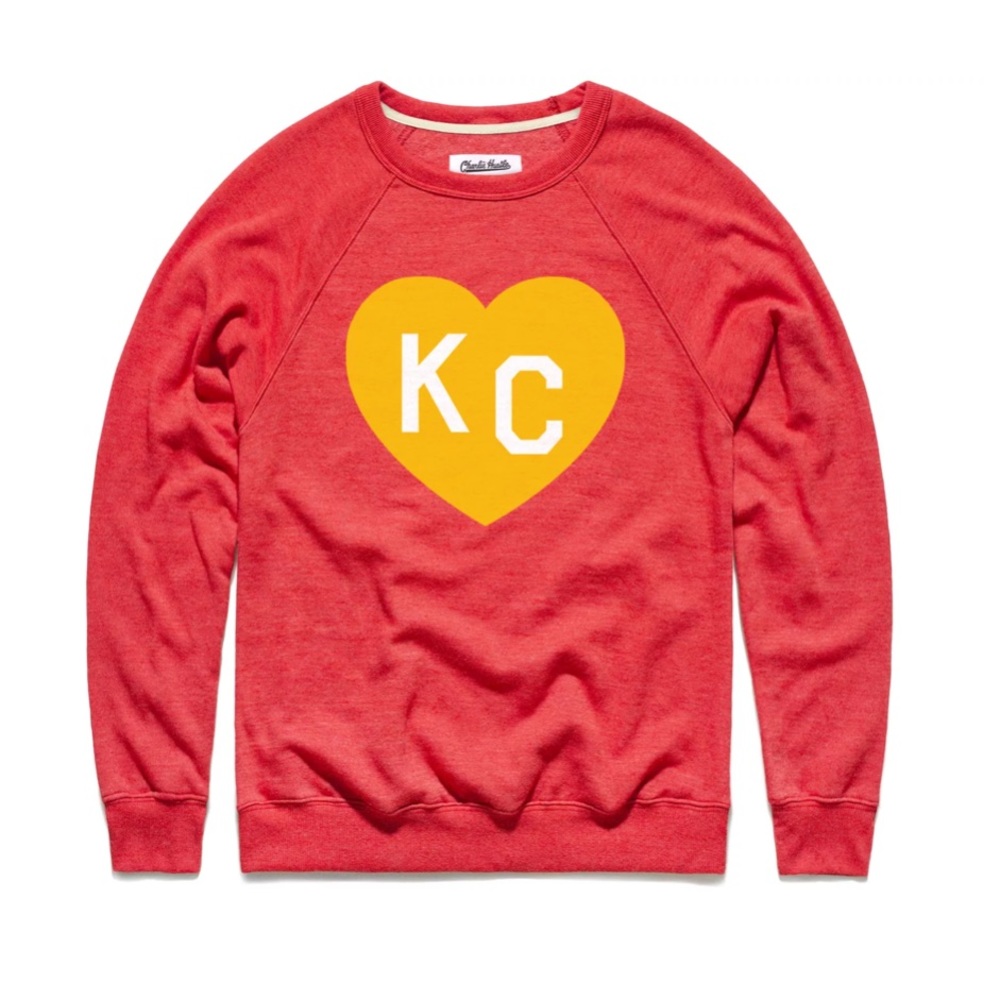 New! Charlie Hustle Arrowhead kc heart crew neck sweatshirt ❤️💛